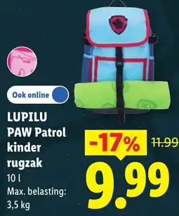 Lidl Lupilu Paw Patrol kinder rugzak aanbieding