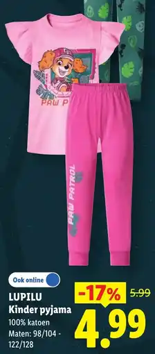 Lidl Lupilu kinder pyjama aanbieding