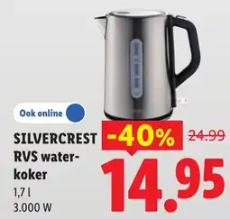 Lidl Silvercrest RVS waterkoker aanbieding