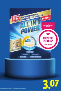 Lidl W5 Vaatwastabletten All In 1 Power aanbieding