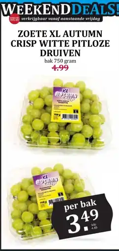 Boon`s Markt Zoete xl autumn crisp witte pitloze druiven aanbieding