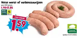 Boon`s Markt Verse worst of varkenssaucijzen aanbieding