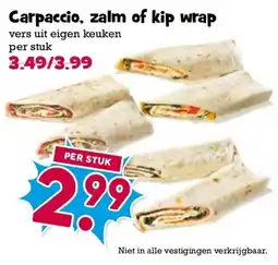 Boon`s Markt Carpaccio, zalm of kip wrap aanbieding