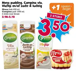Boon`s Markt Mona pudding, Campina vla, Vlaflip en/of zacht & luchtig aanbieding