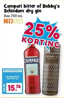 Boon`s Markt Campari bitter of Bobby's Schiedam dry gin aanbieding