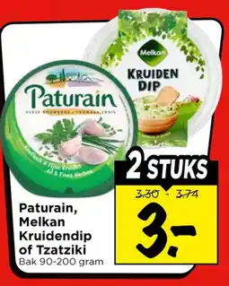 Vomar Voordeelmarkt Paturain, Melkan Kruidendip of Tzatziki aanbieding
