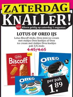 Boon`s Markt lotus of oreo ijs aanbieding