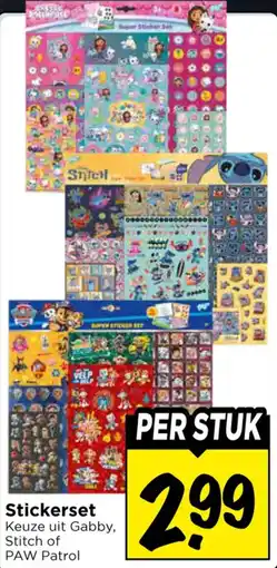 Vomar Voordeelmarkt Stickerset Keuze uit Gabby, Stitch of PAW Patrol aanbieding