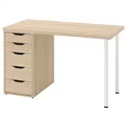 IKEA Lagkapten Bureau, wit gelazuurd/eikenpatroon wit, 120x60 cm aanbieding