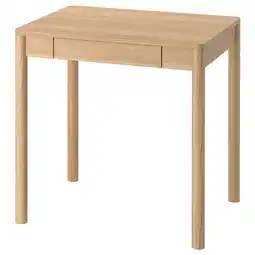 IKEA Tonstad bureau in eikenhout, klein rechthoekig blad, vier afgeronde poten, enkele lade aanbieding