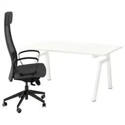 IKEA Trotten / markus Bureau en stoel, elektrisch/wit donkergrijs, 160x80 cm aanbieding