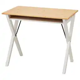 IKEA Bollpojke bureau: licht houten blad, witte poten, eenvoudig ontwerp, open plank aanbieding