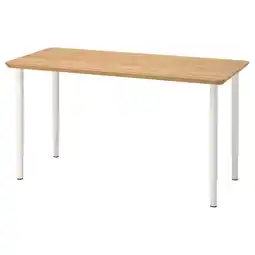 IKEA Een anfullare bureau met een licht houten blad en witte verstelbare poten aanbieding