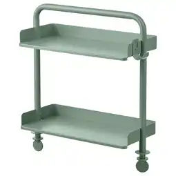 IKEA Groene metalen plankenwagen met 2 planken, 4 wielen en een handvat aanbieding