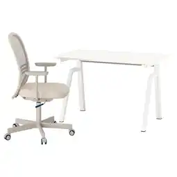 IKEA Trotten / flintan Bureau en stoel, elektrisch/wit beige, 120x70 cm aanbieding