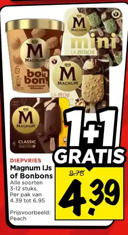 Vomar Voordeelmarkt DIEPVRIES Magnum IJs of Bonbons aanbieding