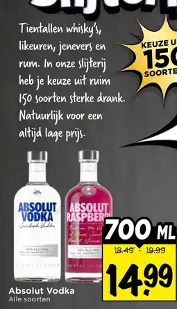Vomar Voordeelmarkt Absolut Vodka aanbieding