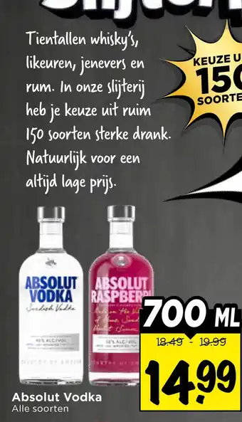 Vomar Voordeelmarkt Absolut Vodka aanbieding