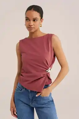 Wehkamp WE Fashion top met knoopdetail - oudroze aanbieding