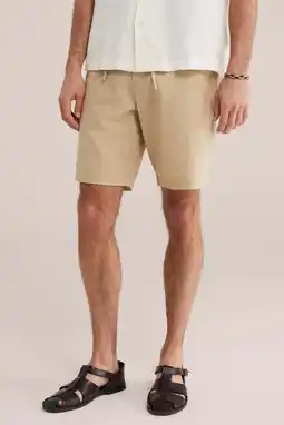 Wehkamp WE Fashion relaxed chino short met linnen beige aanbieding