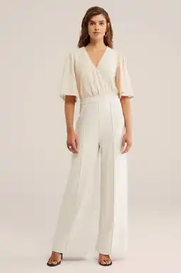 Wehkamp WE Fashion jumpsuit ecru met pailletten aanbieding