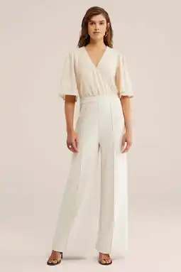 Wehkamp WE Fashion jumpsuit ecru met pailletten aanbieding