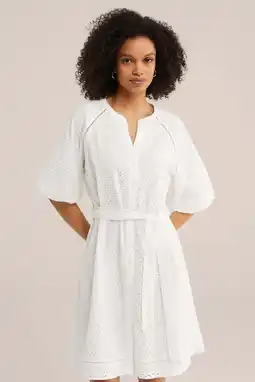 Wehkamp WE Fashion zomerjurk broderie wit aanbieding
