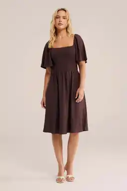 Wehkamp WE Fashion zomerjurk donkerbruin aanbieding