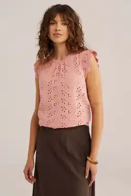 Wehkamp WE Fashion top broderie lichtroze aanbieding