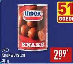 ALDI Unox Knakworsten aanbieding