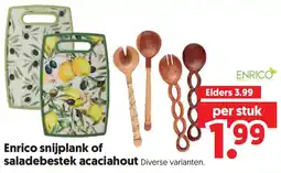 Dekamarkt Enrico snijplank of saladebestek acaciahout aanbieding