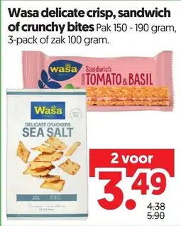 Dekamarkt Wasa delicate crisp, sandwich of crunchy bites aanbieding