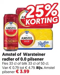 Dekamarkt Amstel of Warsteiner radler of 0.0 pilsener aanbieding