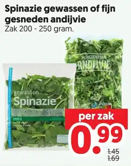 Dekamarkt Spinazie gewassen of fijn gesneden andijvie aanbieding