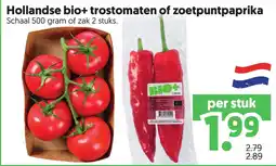 Dekamarkt Hollandse bio+ trostomaten of zoetpunt paprika aanbieding