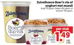 Dekamarkt Zuivelhoeve Boer'n vla of yoghurt met muesli aanbieding