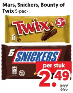 Dekamarkt Mars, Snickers, Bounty of Twix aanbieding