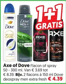 Dekamarkt Axe of Dove Flacon of spray aanbieding