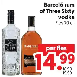 Dekamarkt Barceló rum of Three Sixty vodka aanbieding