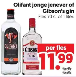 Dekamarkt Olifant jonge jenever of Gibson's gin aanbieding