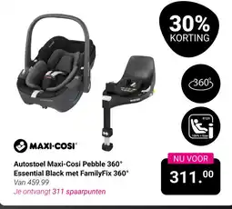 Van Asten BabySuperstore Autostoel Maxi-Cosi Pebble 360° Essential Black met FamilyFix 360° aanbieding