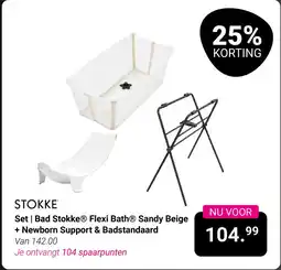 Van Asten BabySuperstore Set Bad Stokke, Flexi Bath, Sandy Beige + Newborn Support & Badstandaard aanbieding