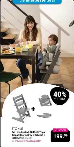 Van Asten BabySuperstore Set | Kinderstoel Stokke, Tripp Trapp, Storm Grey + Babyset + Eetblad aanbieding