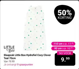Van Asten BabySuperstore Slaapzak Little Boo Hydrofiel Cozy Clover Teal aanbieding