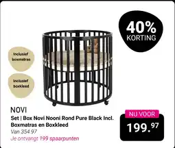 Van Asten BabySuperstore Set | Box Novi Nooni Rond Pure Black Incl. Boxmatras en Boxkleed aanbieding