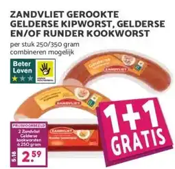 Coop Zandvliet gerookte gelderse kipworst, gelderse en/of runder kookworst aanbieding
