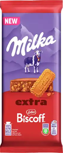 Dirk Milka Chocoladereep biscoff extra aanbieding