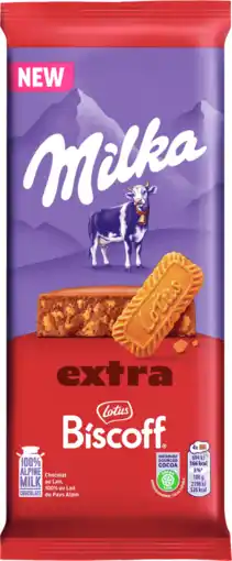 Dirk Milka Chocoladereep biscoff extra aanbieding