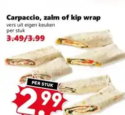 Coop Carpaccio, zalm of kip wrap aanbieding