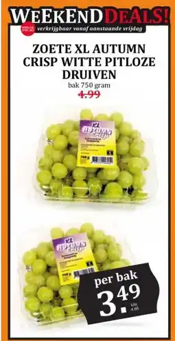 Coop Zoete xl autumn crisp witte pitloze druiven aanbieding